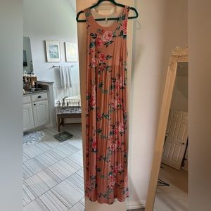 PinkBlush. Pretty floral, sleeveless maxi. Empire waist.